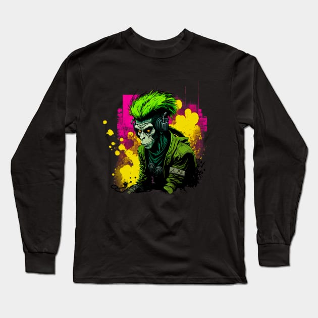 Neon Punk Monkey Long Sleeve T-Shirt by T-signs